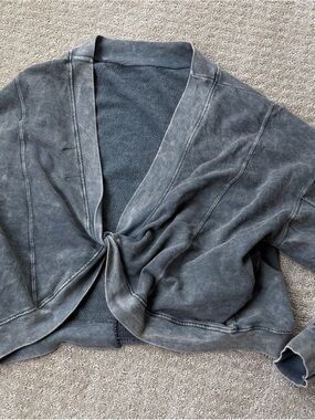 BUCKETLIST Washed Charcoal Twist-Front Cardigan